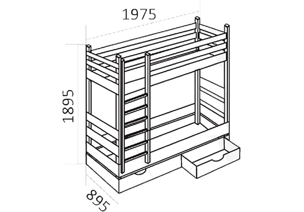 Двухъярусная кровать чертежи с размерами из дерева