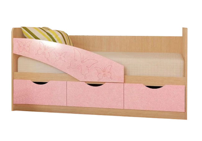 Детская кровать Бабочки розовый металлик / белфорд