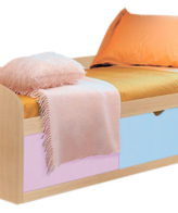 Кровать детская №8 млечный дуб / голубое небо / розовый