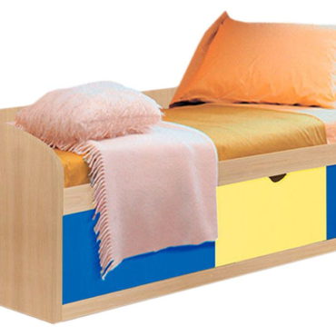 Кровать детская №8 млечный дуб / желтый / синяя шагрень